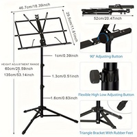 360-degree Angle Adjustment Adjustable Violin Guitar Music Stand Portable Foldable Reading Performances Support Sheet With Bag