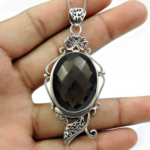 Colgantes de piedras preciosas de cuarzo ahumado Natural de Plata de Ley 925 de lujo de gama alta, joyería Bohemia para mujeres y hombres, moda Unisex OEM - Product Image 4
