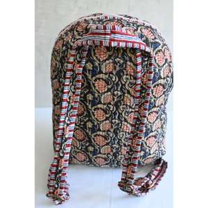 Sac à dos mini léger en coton indien imprimé à la main avec fermeture éclair et sangle amovible pour l'école et les voyages - Product Image 4