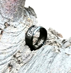 Handmade Stainless Steel <b>Ring</b> <b>Black</b> Coated Phosphate Customize Name Men's <b>Women</b> Wedding Engagement <b>Ring</b> by Knives Manufacturer - Product Image 2