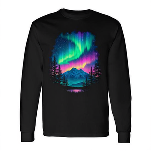 T-shirt promozionale a maniche lunghe con paesaggio scenico Aurora Boreale - Product Image 2