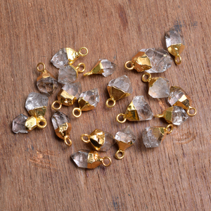 Herkimer naturel diamant Quartz pierre brute pendentif plaqué or breloque pour la fabrication de bijoux en gros usine approvisionnement direct - Product Image 1
