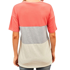 Venta caliente camiseta de las mujeres de color sólido camisas casuales de manga corta 100% algodón camisa de gran tamaño para las mujeres - Product Image 4