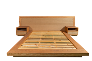 Tessa King Midcentury Diseño moderno Cama de madera maciza Color roble natural - Product Image 2