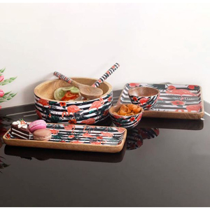 Tazón de masa de madera con tema de lujo, pegatina de esmalte de cocina de diferentes tamaños, redondo, grande, para servir masa de ensalada, cuenco de madera de Acacia, venta - Product Image 2