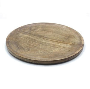 Assiette en bois de forme ronde assiette de vaisselle élégante de couleur naturelle pour servir des aliments dans le restaurant et la décoration de table - Product Image 1