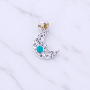Colgante de Plata de Ley 925 de Luna y estrella original con piedras preciosas naturales, joyería fina, regalo de San Valentín, joyería al por mayor a granel - Product Image 2