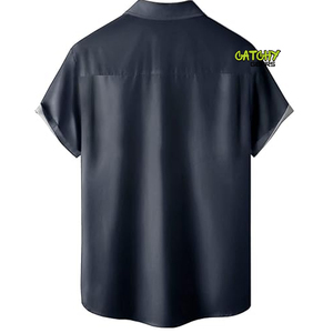 T-shirt décontracté pour homme en sergé, à manches courtes, coupe ample, séchage rapide, imprimé 3D, style hawaïen, pour la plage, style urbain, avec boutons - Product Image 6