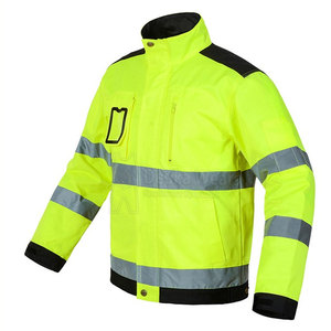 Veste de sécurité haute visibilité réfléchissante à fermeture éclair, motif personnalisé OEM/ODM pour hommes, vêtements de travail imperméables 100 % polyester sur mesure - Product Image 2