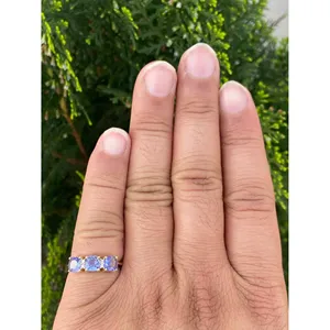 แหวนหมั้นทอง 14k ทำมือ ประดับเพชรแทนซาไนต์ทรงปรินเซสคัต หินธรรมชาติ ดีไซน์เรียบหรู เครื่องประดับชั้นดีสำหรับผู้ชาย - Product Image 3