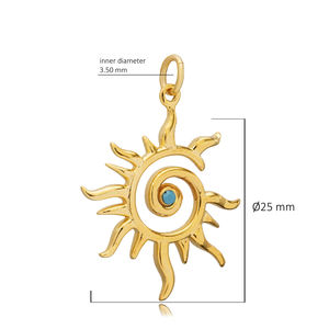 Pendentif en pierre turquoise spirale soleil, fabrication artisanale turque, vente en gros, bijoux fins, argent sterling 925 - Product Image 2