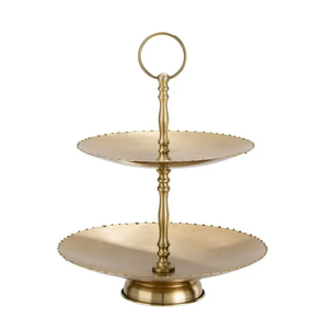 Support à gâteau en laiton Serveurs de buffet décoratifs élégants à 3 niveaux pour les fêtes d'anniversaire Article décoratif Meilleur prix - Product Image 4