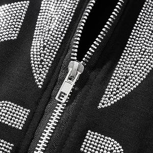 Sweat à capuche zippé avec strass, style gothique personnalisé, très vendu, pour femmes, manches longues, coupe courte, veste à capuche pour l'automne, sweat-shirt pour hommes - Product Image 3