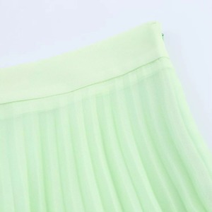 Jupe longue plissée à fermeture éclair verte pour femmes mode décontractée respirante avec taille naturelle pour l'été - Product Image 5