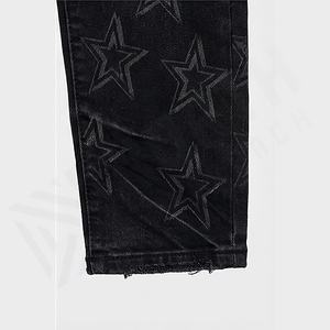 Wholesale Fashion Vintage High Quality <b>Men</b> <b>Jean</b> Fitted Ripped Raw Hem Stacked <b>Flare</b> Denim <b>Jeans</b> Wholesale Customized Color - Product Image 6