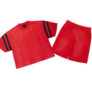 Ensemble T-shirt et short pour homme, coupe facile, deux pièces, tenue décontractée pour l'entraînement sportif, la salle de sport, la remise en forme, l'été, le quotidien - Product Image 5
