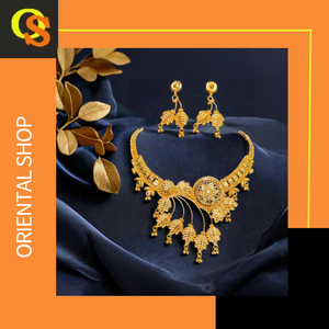 Conjunto de pendientes de collar de la mejor calidad 100% con juego de pendientes de collar de estilo moderno chapado en oro de 22 quilates a la venta por exportadores - Product Image 3