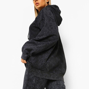 Conjunto de chándal de 2 piezas de talla grande ecológico unisex de invierno a prueba de viento lavado ácido personalizado para hombres y mujeres - Product Image 5