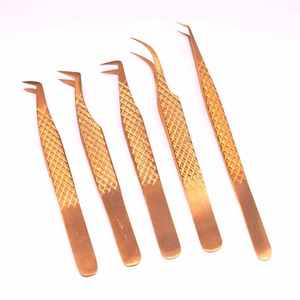 Pinzas de extensión de pestañas de acero inoxidable con etiqueta privada de alta calidad, juego de pinzas de punta de fibra sostenible de diseño - Product Image 1