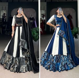 Navratri Diwali vêtements de fête de mariage Pure rayonne Lehenga Choli lourd plaine imprimé dentelle papier miroir travail Gota Patti spécial pour - Product Image 6