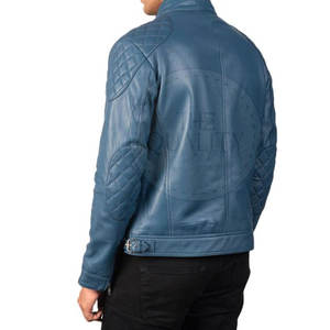 Veste en cuir véritable pour hommes automne hiver col montant Logo avant respirant écologique de haute qualité - Product Image 3