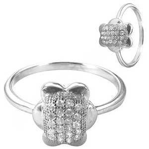 Bague en argent 925 avec zircone cubique en forme de fleur pour femmes - Bijoux cadeau, design en cristal - Product Image 2