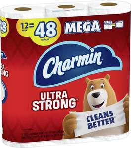 CharminUltra Strong Toilet <b>Paper</b>, 12 Mega <b>Rolls</b> = 48 Regular <b>Rolls</b> - Product Image 1
