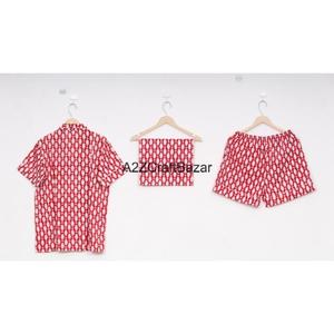 New Trendy Unisex Cotton <b>Short</b> Pajama Set V-Neck Bridal Wear Spring Beautiful Cherry Beachwear Summer Unisex <b>PJ</b> <b>Men</b> Women - Product Image 4