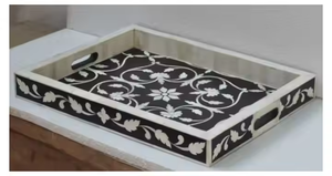 Plateau Design classique 2025 motif marocain mauresque inspiré plateaux Logo personnalisé nacre incrustation plateau de service décoration de la maison - Product Image 6