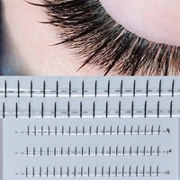 Pestañas Postizas Hechas a Mano, Estilo Manga, Naturales, con Efecto Spiky, de 8-16 mm, Extensiones de Pestañas Anime, Súper Finas, 12 Filas