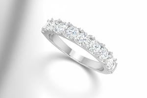Anillo de Media Eternidad con Diamantes Redondos Engastados en Oro de 14K para Mujer |   Diamante de Corte Brillante de 1.01 Quilates - Product Image 3