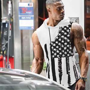 Mens Sleeveless Fitted <b>3D</b> Winter Gym <b>Hoodie</b> with Plain Dyed Fabric for Fitness Training Workout Bodybuilding OEM Service - Product Image 1