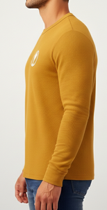 Pro-Style Custom Men’s Anti-Wrinkle Long Sleeve <b>Waffle</b> Knit T-<b>Shirt</b> Casual Slim-Fit Crewneck - Product Image 4