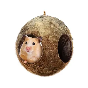 Coconut shell house for hamster and bird house wood natural/ For Bird/Hamster/Small Animal Pet Supplies Pet Cages from Vietnam