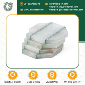 Indias top selling set of four <b>white</b> marble alabaster <b>coasters</b> is a sustainable drinkware accessory available for bulk supply - Product Image 2