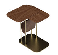 Table d'appoint gigogne moderne de qualité supérieure pour petits espaces, mobilier de maison, design bois, fer et verre