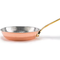Poêle à frire en fonte martelée à la main, intérieur émaillé, extérieur cuivre, poignée en laiton, style américain, écologique, durable, gaz
