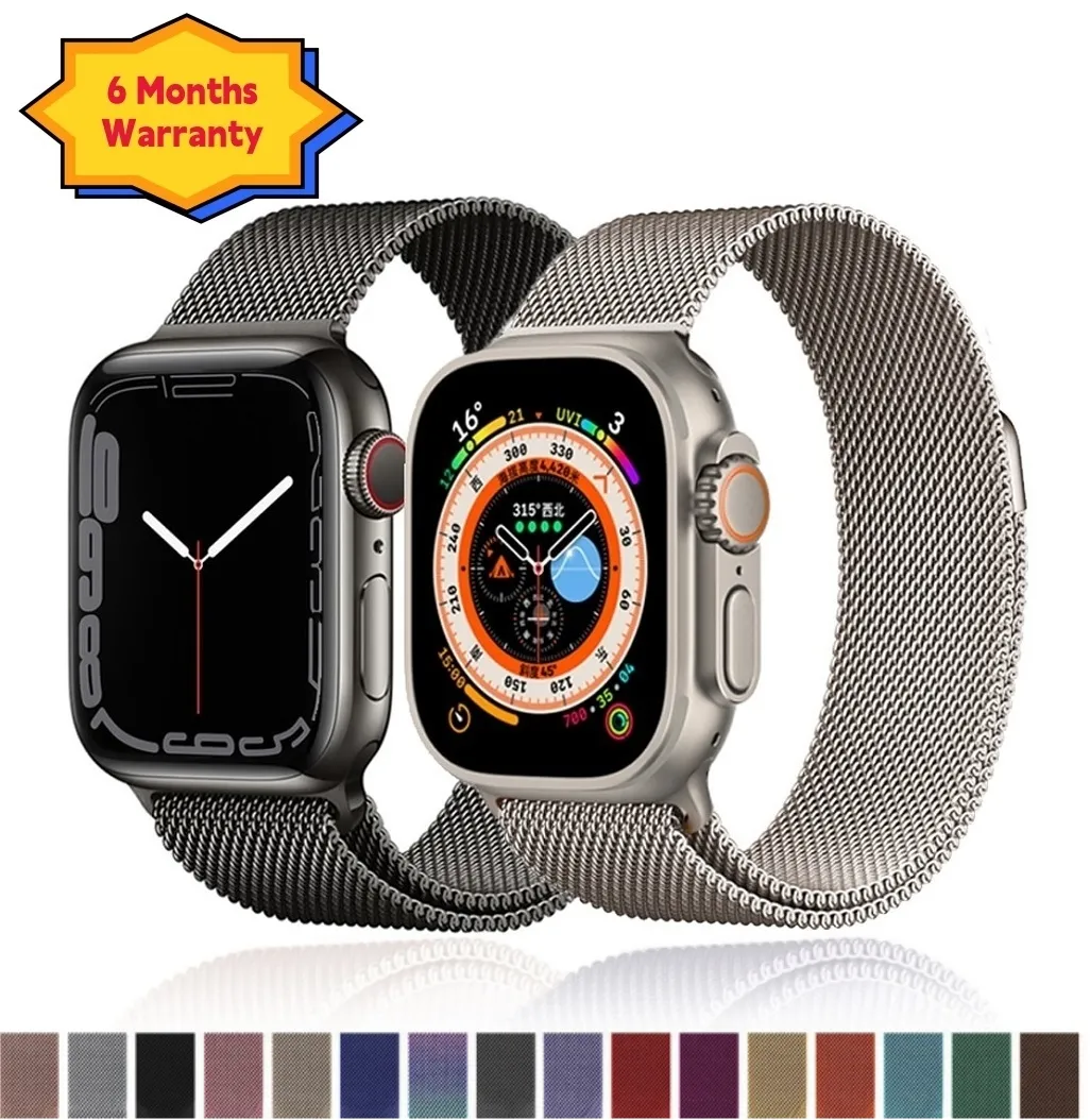 Factory milanese loop smart watch strap band ultra 8 7 bracelets de montre luxury stainless steels metal for Apple watch strap