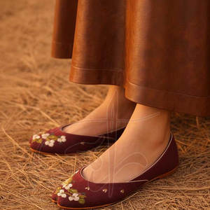 Khussa para Mujer de Color Sólido, Diseño Único, Antideslizante, Parte Superior de Yute, Suela Antideslizante, Alta Calidad, Venta Directa de Fábrica - Product Image 4