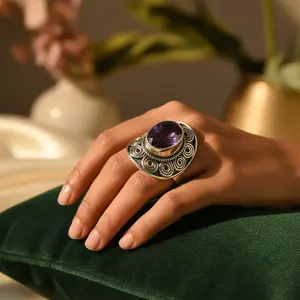 "Licensed Private Brand 925 Sterling Silver Amethyst <b>Ring</b> <b>for</b> <b>Women</b>-Handmade Gift Jewelry" - Product Image 2