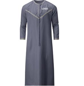 2025 haute qualité respirant col rond hommes Thobe Jubba Abaya Robe dernier Style saoudien arabe caftan robe islamique pour hommes musulmans - Product Image 3