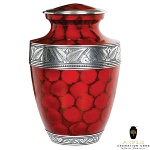 โกศเผาศพทำมือ สีแดงและสีเงิน สำหรับผู้ใหญ่ ขนาด 10 นิ้ว พร้อมถุงกำมะหยี่ เป็นมิตรกับสิ่งแวดล้อม ทนทาน คุณภาพพรีเมียม - Product Image 1