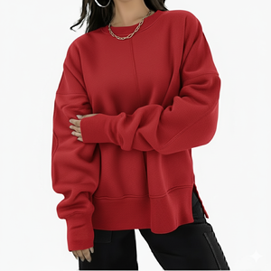 Approvisionnement direct usine – Sweat-shirt femme en molleton 100 % coton, écologique, respirant, pull-over uni, logo personnalisé - Product Image 1