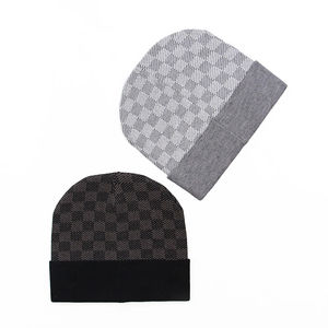 Chapeau en laine de cachemire tricoté chaud d'hiver pour femmes, style professionnel, véritable bonnet, design jacquard avec lettres, bonnets pour femmes - Product Image 2