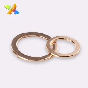 Özel tasarım ucuz düz yuvarlak metal demir altın o-ring için çanta donanım