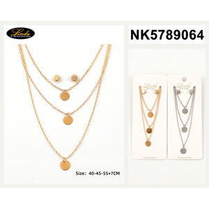 Conjunto de Joyería Linda Half Moon, Collar Minimalista Chapado en Oro, Aretes de Botón para Mujer, Uso Diario - Product Image 4