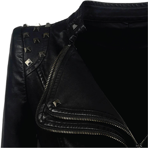 Chaqueta clásica de estilo Moto de piel de oveja auténtica para mujer de gama alta transpirable impermeable a prueba de viento Slim Fit Stand Collar - Product Image 5