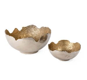 Bol en métal aluminium Laiton fabriqué avec un motif floral Finition Bol en métal décoratif pour la cuisine de la maison Plusieurs tailles disponibles - Product Image 1