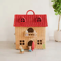 Casa de mimbre hecha a mano para niños, cesta de almacenamiento pequeña, juguetes ecológicos para niños, nuevos productos hechos en Vietnam, artesanía HNH