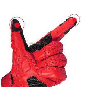 Gants de moto unisexes rétro en cuir de chèvre véritable perforé avec protection des articulations extensibles pour le cyclisme décontracté en extérieur - Product Image 4